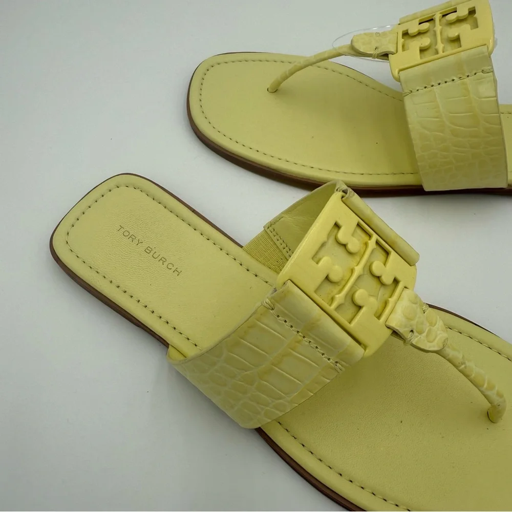 Tory Burch Georgia Leather Croc Embossed Thong Flip Flop Sandals Casual 9‎ NWOT